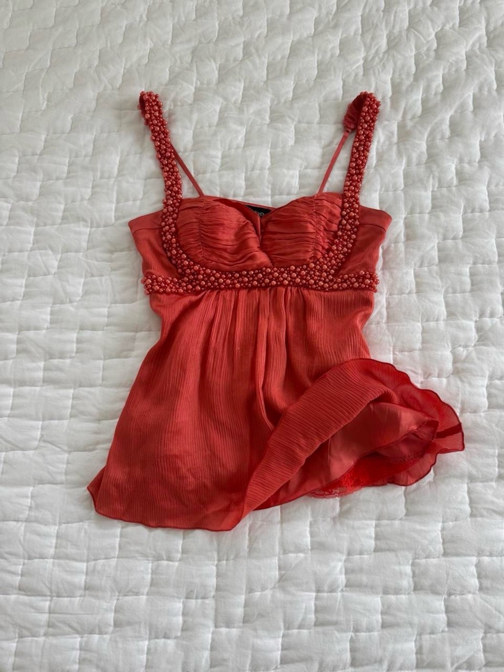 Y2K Bebe vintage silk beaded top